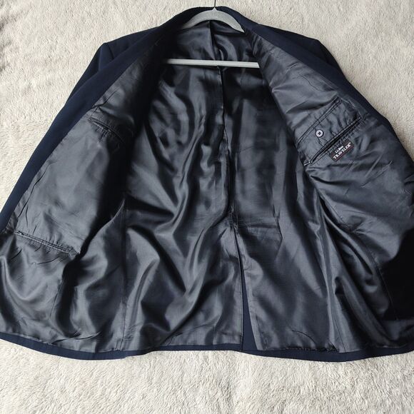 LL Bean Traveler Blazer Men's 44R Navy Blue Two Button Micro Polyester - Picture 5 of 12